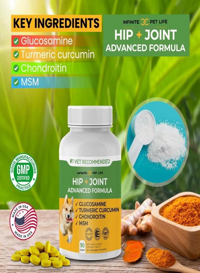 Infinite Pet Supplements مكمل غذائي متطور للورك والمفاصل للكلاب من جميع السلالات - جلوكوزامين لتحسين حركة الكلاب وتسكين الألم - مكمل غذائي طبيعي بالكامل للمفاصل يحتوي على الكوندرويتين، وMSM، والكركم - 90 قرصًا للمضغ - Image 4